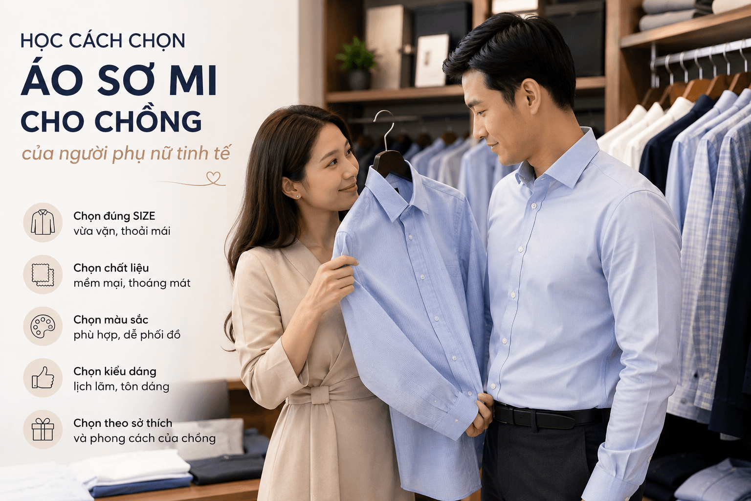 chọn sơ mi cho chồng